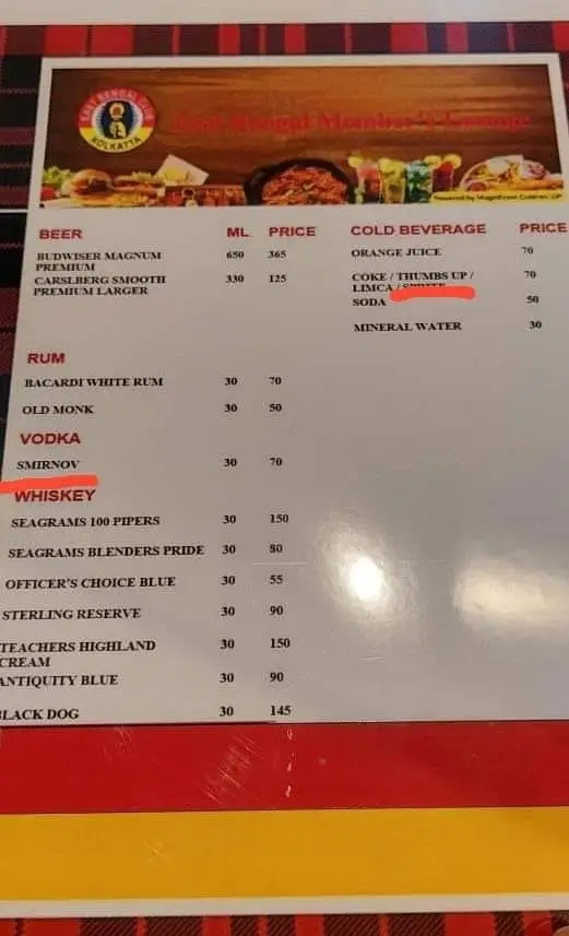 menu