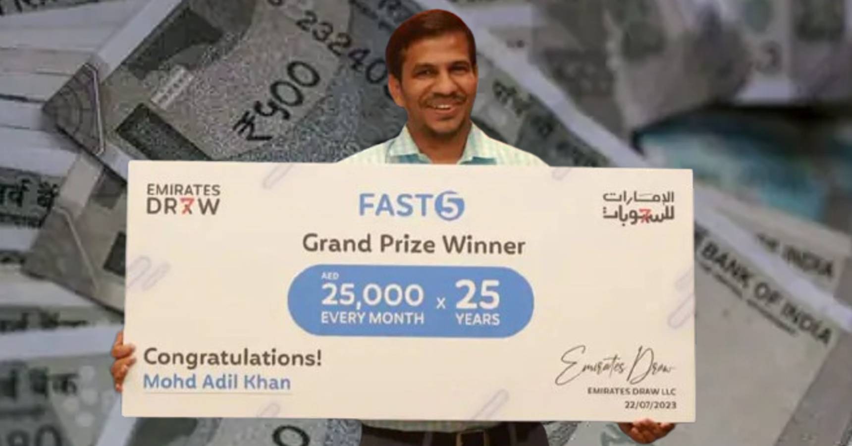 Adil made history by winning the lottery in Dubai