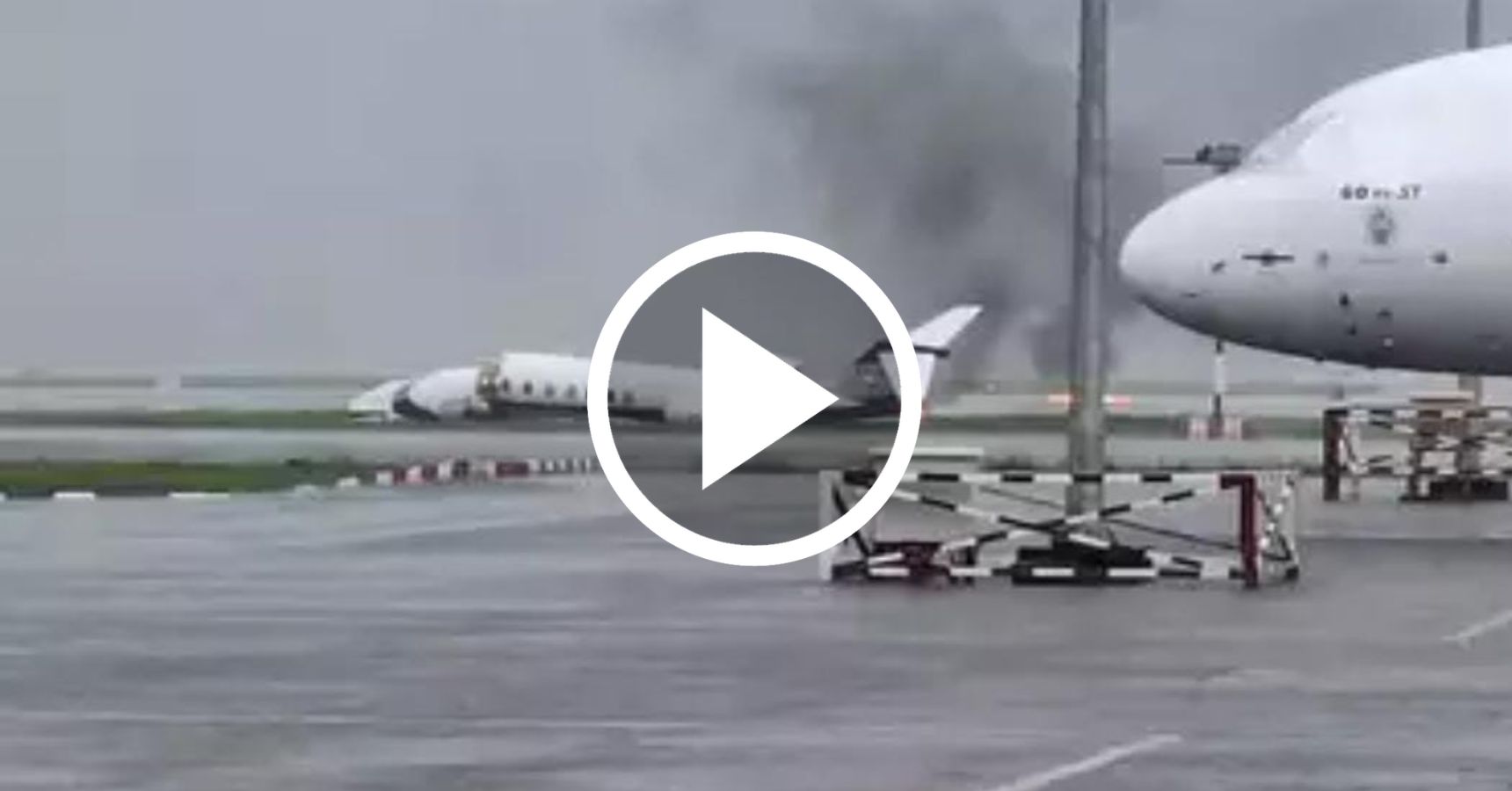 The plane crashed while landing at the airport