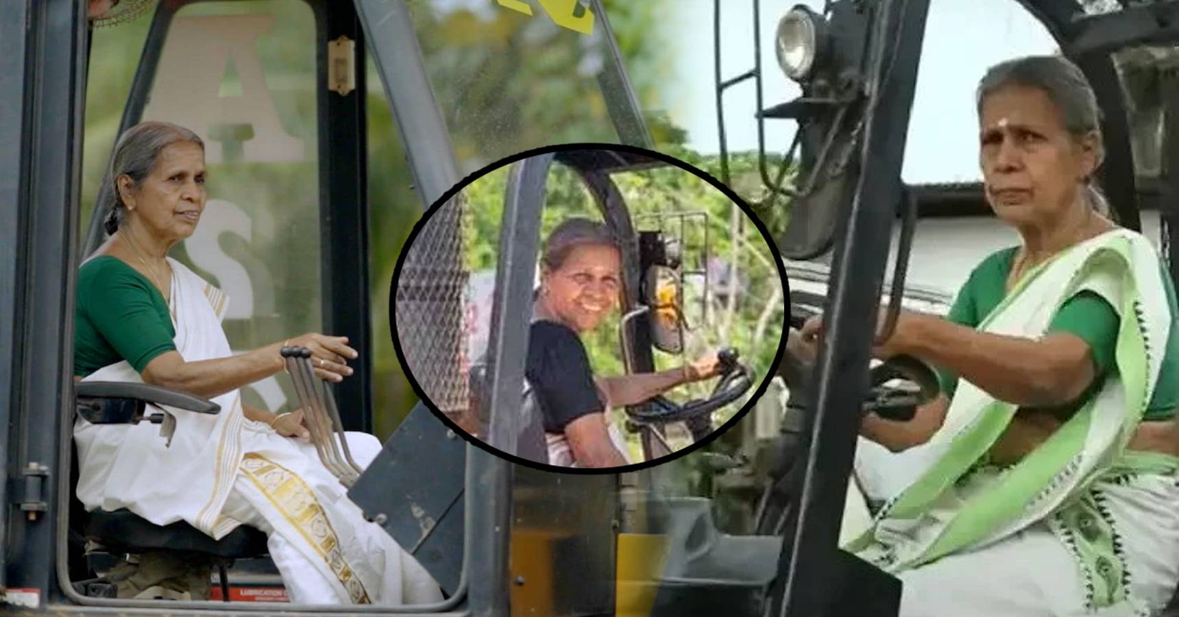 Even at the age of 72, this old woman can drive the JCB-crane