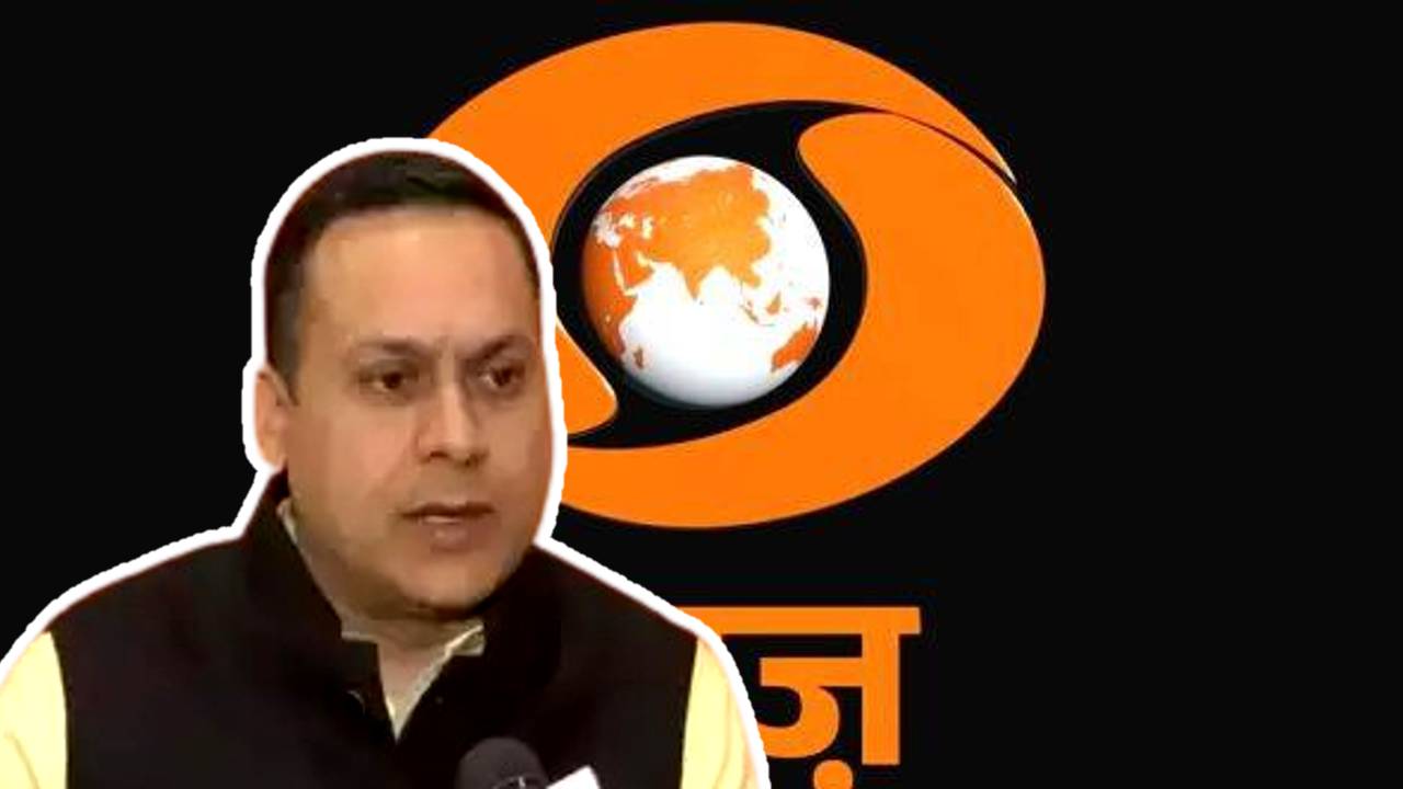 amit malviya on doordarshan logo color change to saffron