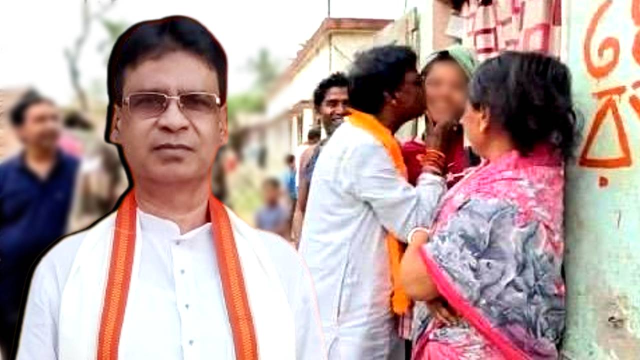 bjp candidate khagen murmu kisses a girl during election campaign tmc shares picture