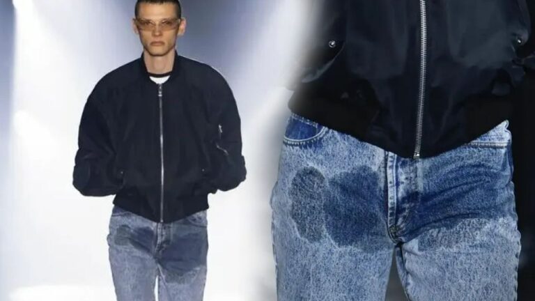 Customers are flocking online to buy urine stains on jeans.