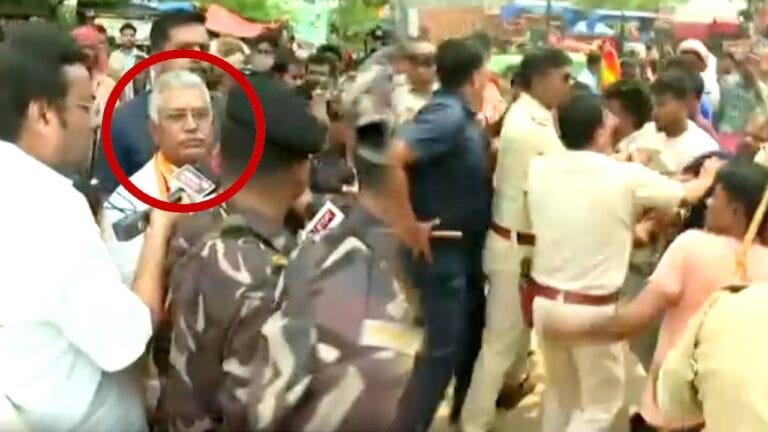 Lok Sabha Election BJP candidate Dilip Ghosh stopped by TMC workers in Manteswar