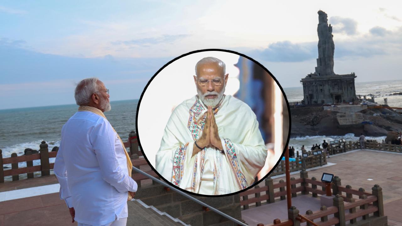 Narendra Modi begins 45-hour "meditation" at Vivekananda Rock Memorial in Kanyakumari.