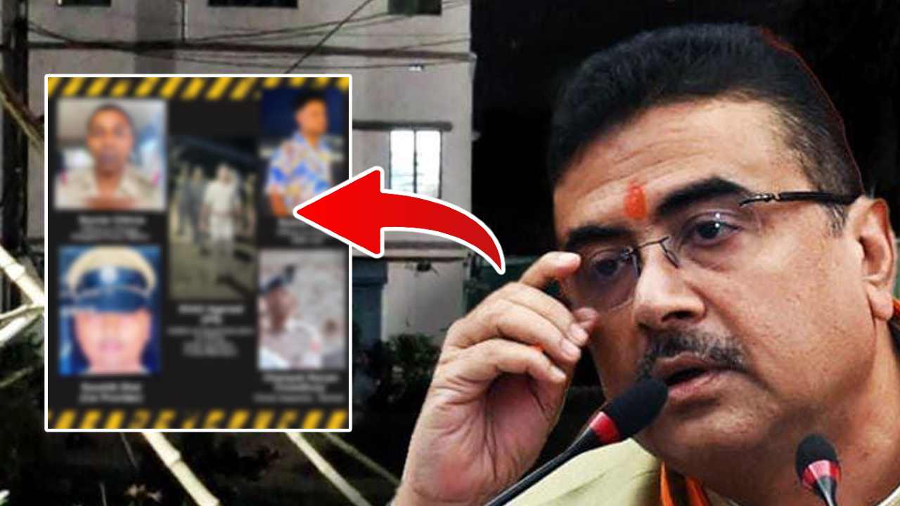 Suvendu Adhikari showed pictures of the police officers raiding the Kolaghat residence.