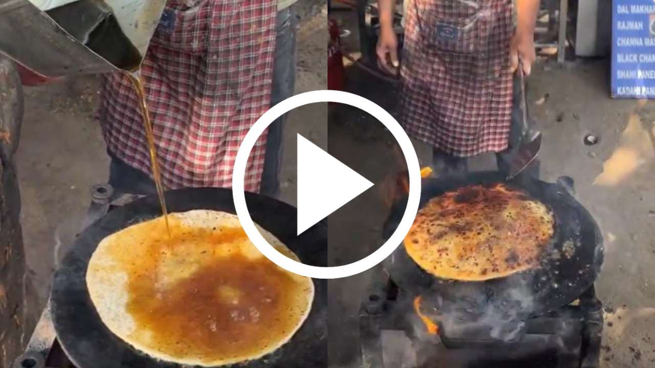 Person making paratha with diesel, viral video.