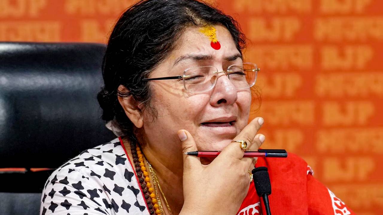 BJP’s Locket Chatterjee cries during a video call after hearing about a party worker death news