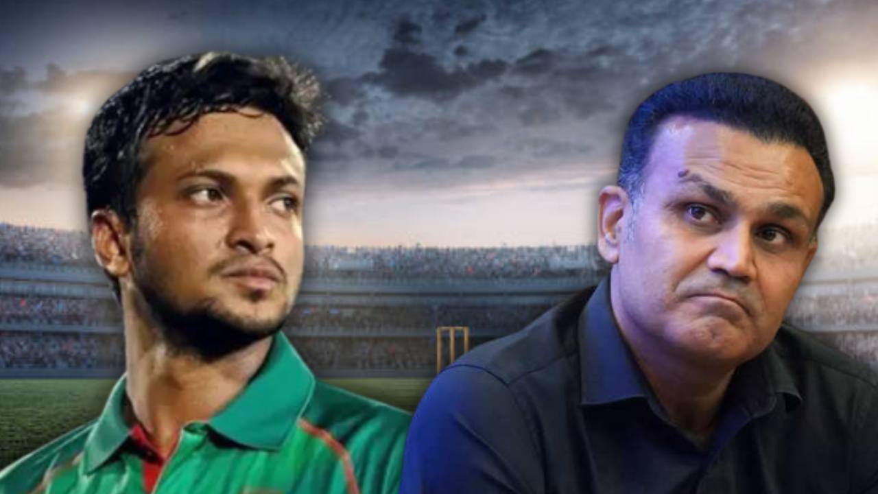 Virendar Sehwag got angry with Shakib Al Hasan.