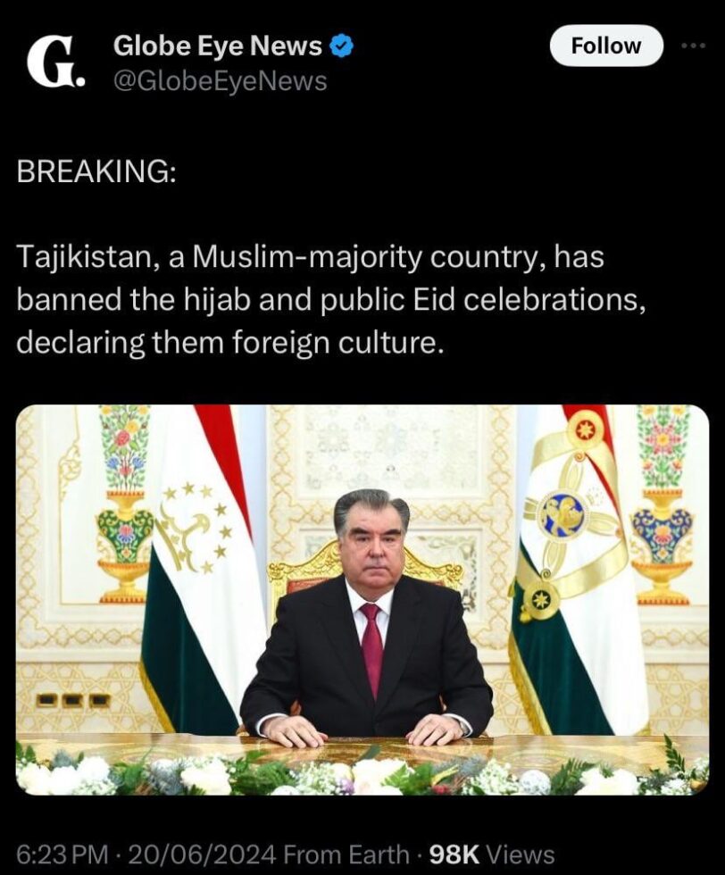 tajikistan has passed a law banning hijab v0 7ydy3rljpr7d1