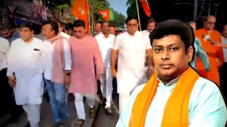 BJP Sukanta Majumdar Locket Chatterjee Arjun Singh goes to Lalbazar amid Nabanna Abhijan