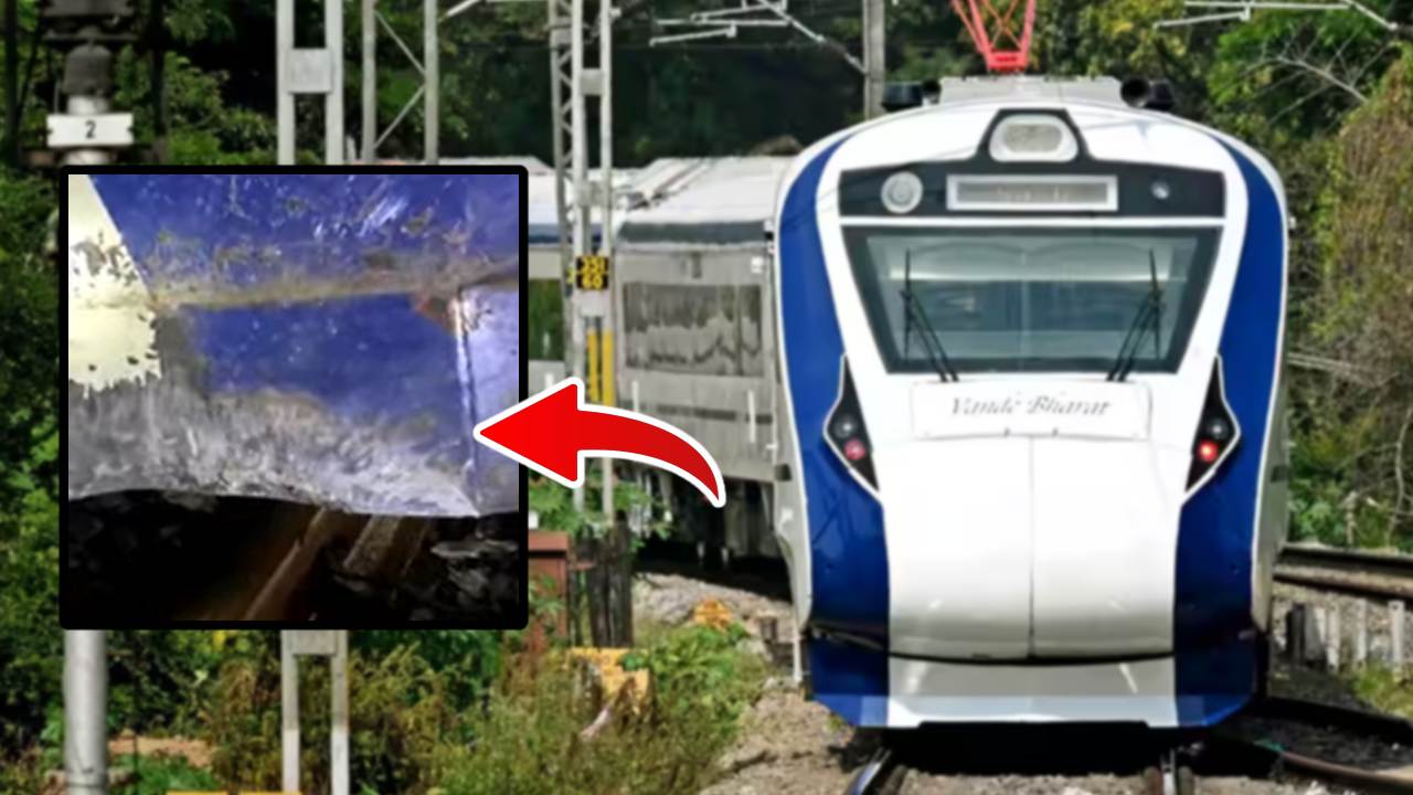 Vande Bharat Express clashing with cement blocks placed on the track.