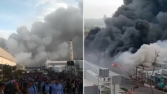 Devastating fire at iPhone component maker Ratan Tata's factory.