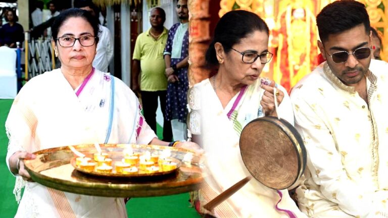 CM Mamata Banerjee Kali Puja decorated with Lakshmir Bhandar scheme