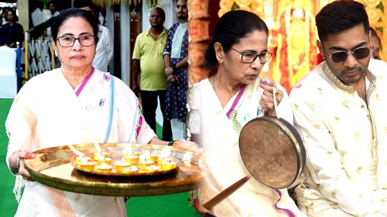 CM Mamata Banerjee Kali Puja decorated with Lakshmir Bhandar scheme