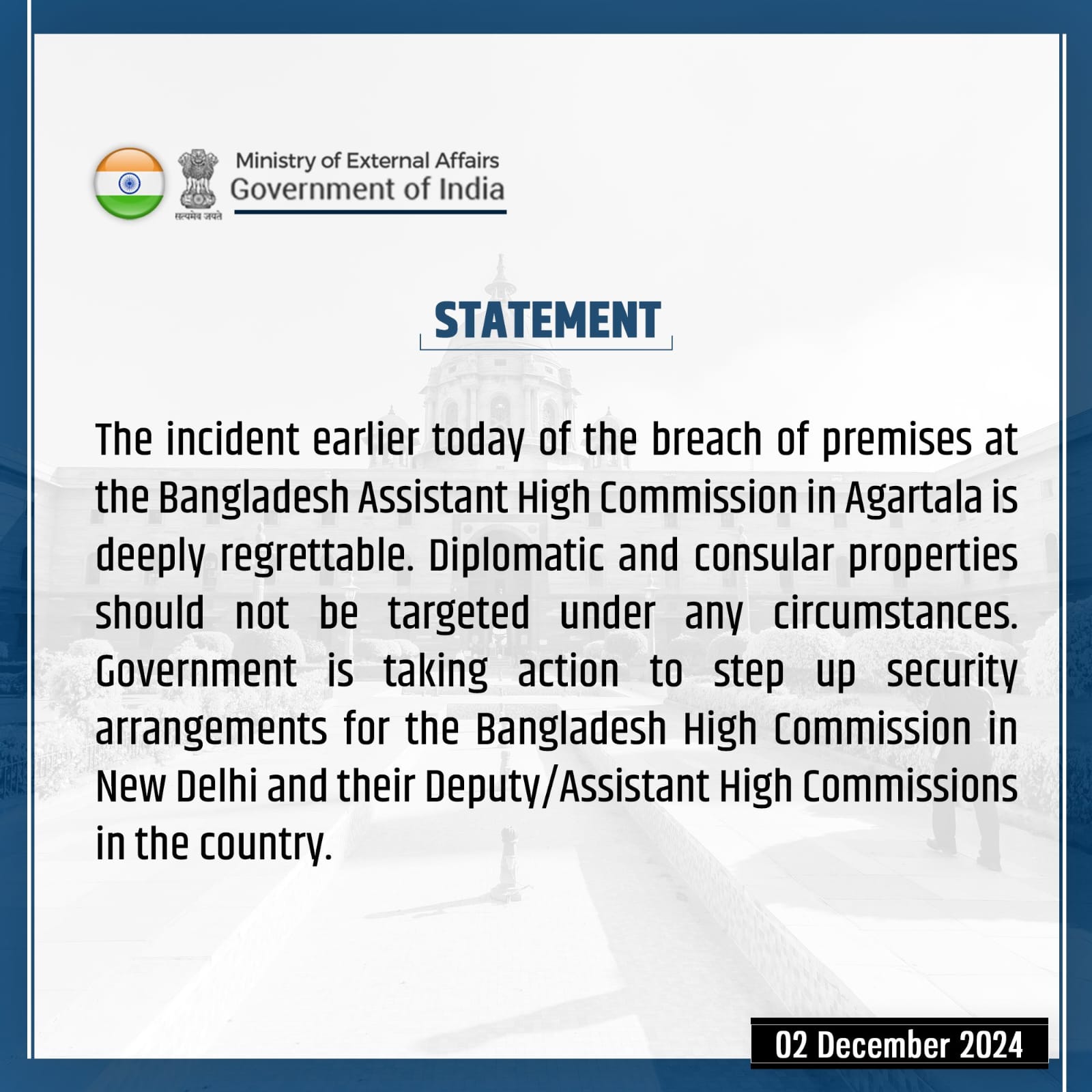 India apologized for security breach in Bangladesh assistant high commission