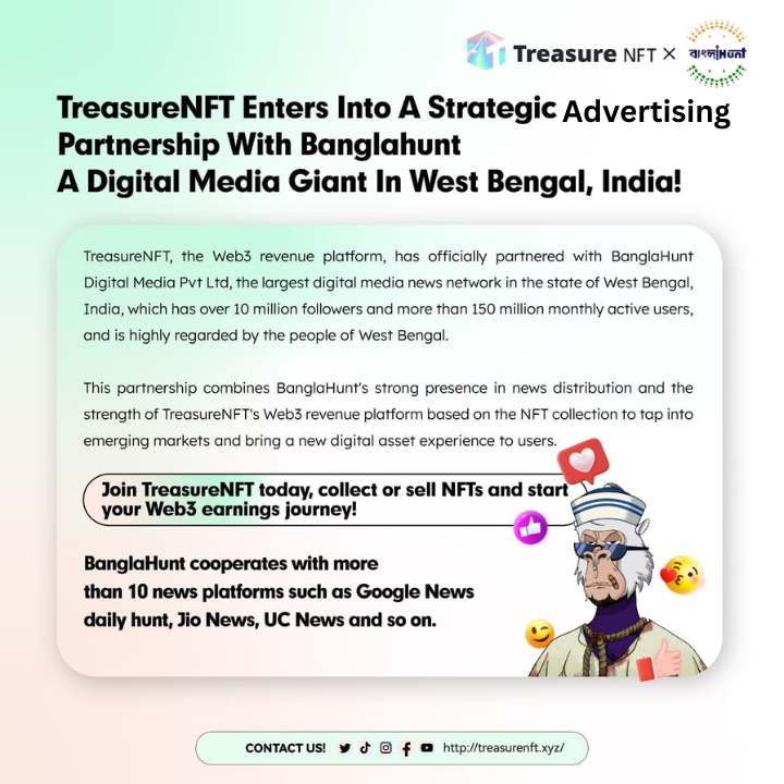 TreasureNFT enters into Strategic Advertisement Partnership with Banglahunt.