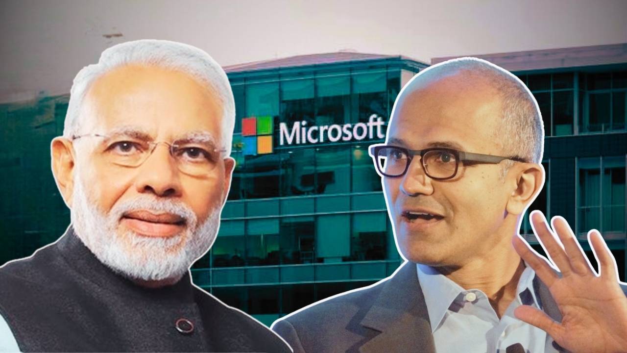 Narendra Modi and Satya Nadella meeting in India.