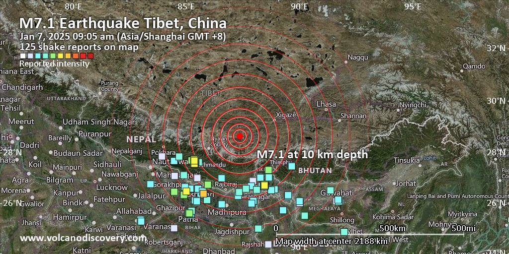 Earthquake after shock effect in tibet