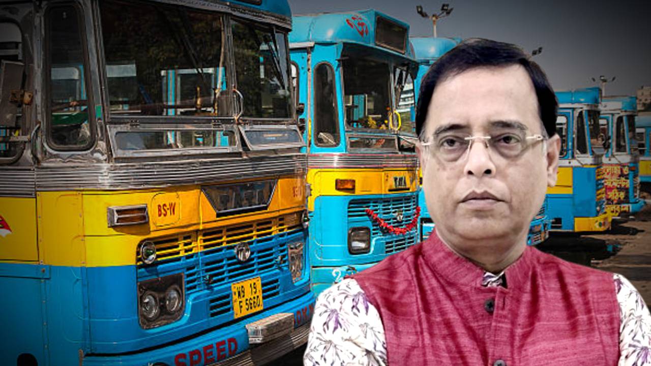 Transport minister Snehasis Chakraborty inaugurates Kolkata Bus new route