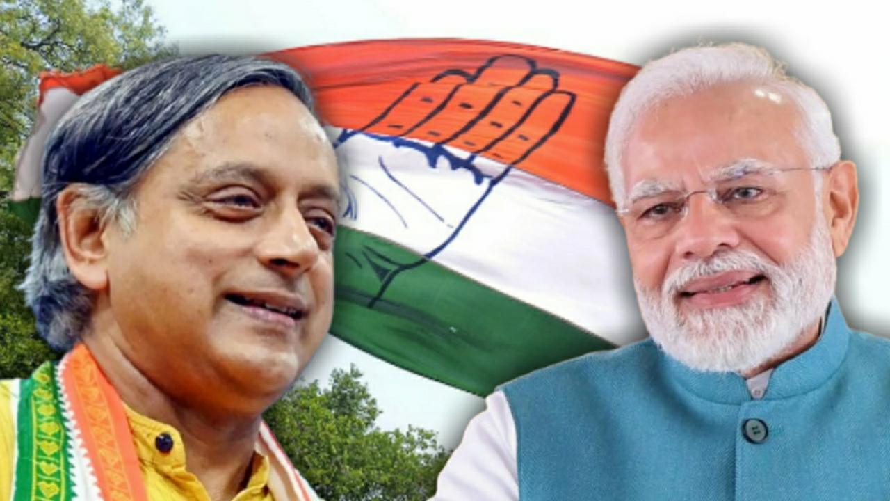 Narendra modi and shashi tharoor in Kerala port opening program