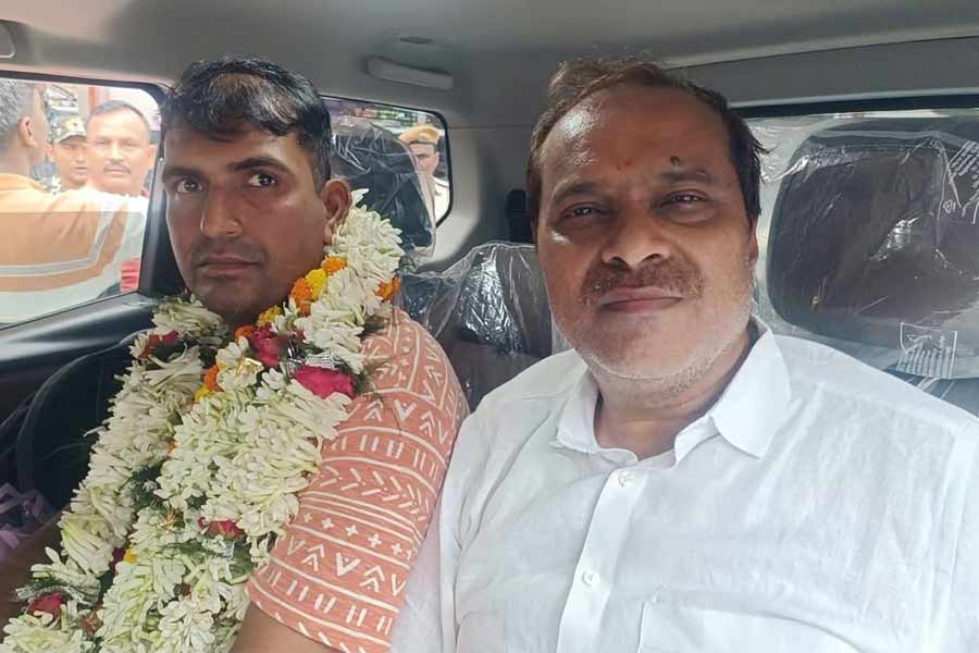 Purnam Kumar Shaw returns home.