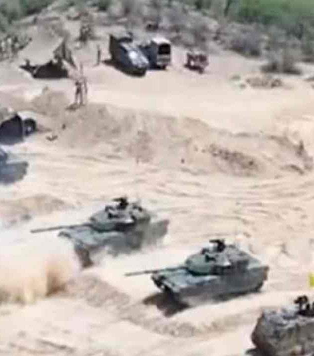 Pakistan conducts live firing exercise near India border.