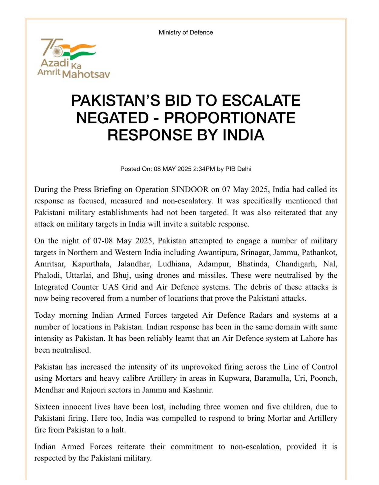 India gave a befitting reply to Pakistan.