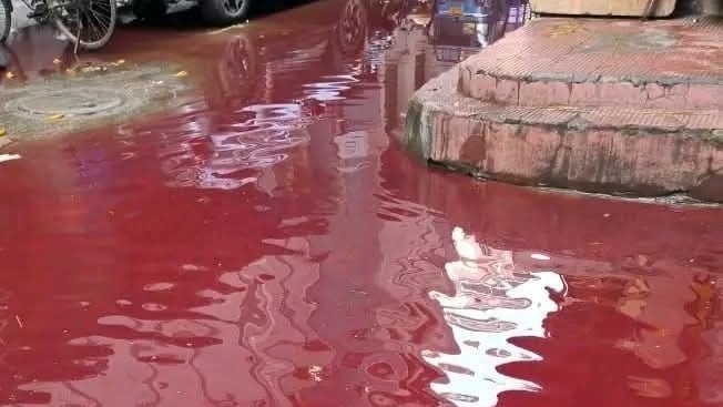 Allegedly Blood water flooding in many areas of Kolkata 