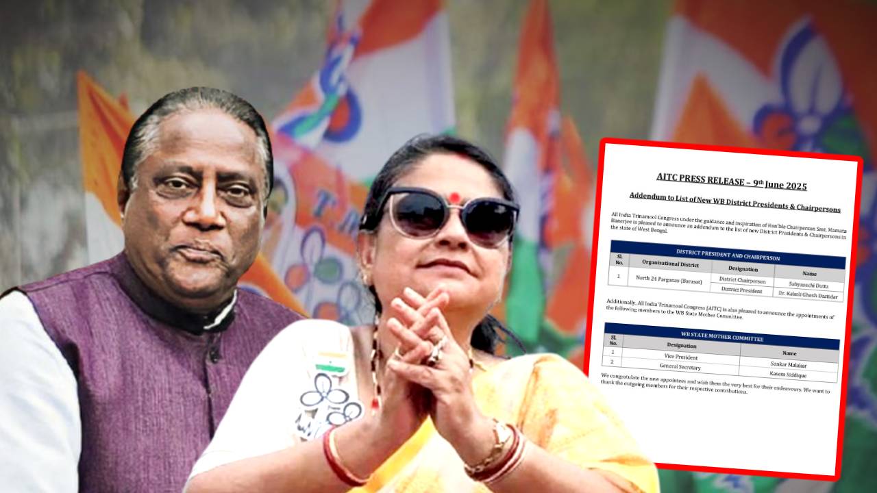 Trinamool Congress gives responsibility to Sankar Malakar Kakoli Ghosh Dastidar and others