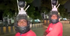 Indore a man fits camera on his helmet as protection