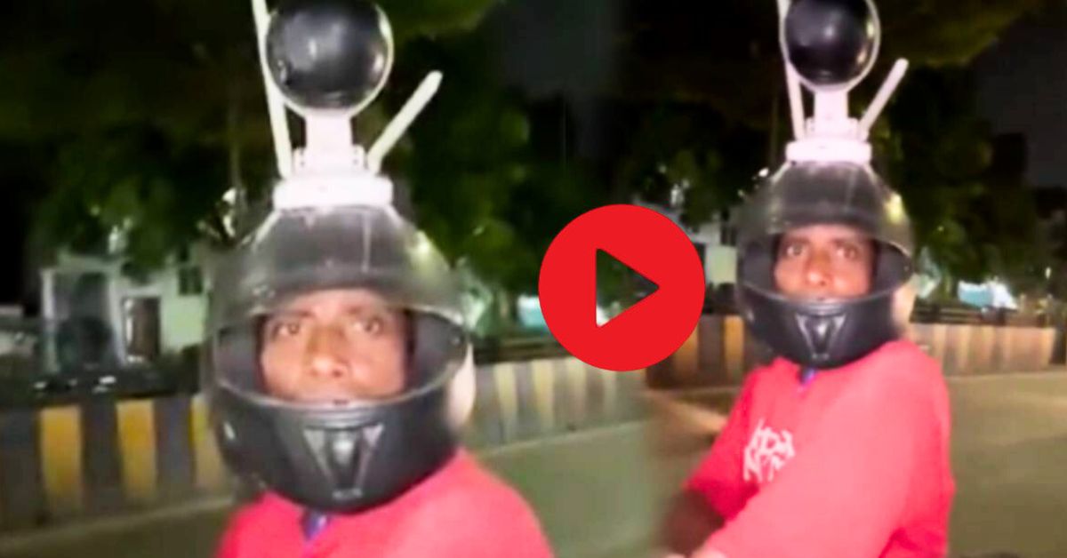 Indore a man fits camera on his helmet as protection