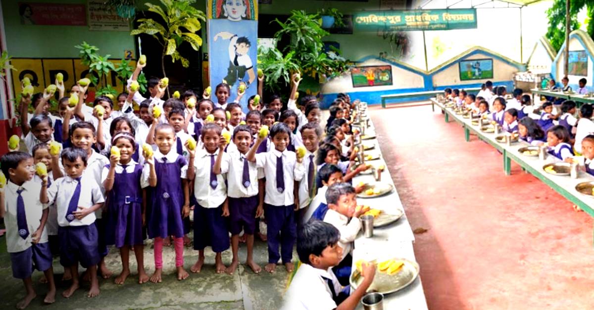 Purulia students faces smiles to bring Mango and jackfruit are available in mid-day meal