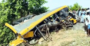 Train Accident hit the School van three studen dead and injured many