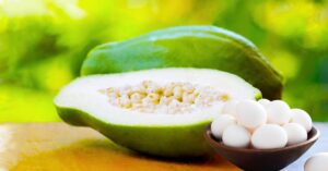 Recipe make a great healthy recipe with half a papaya and a few spices