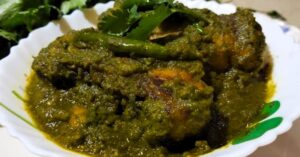 Recipe coriander leaf paste and rui jhol a savory taste in home cooking