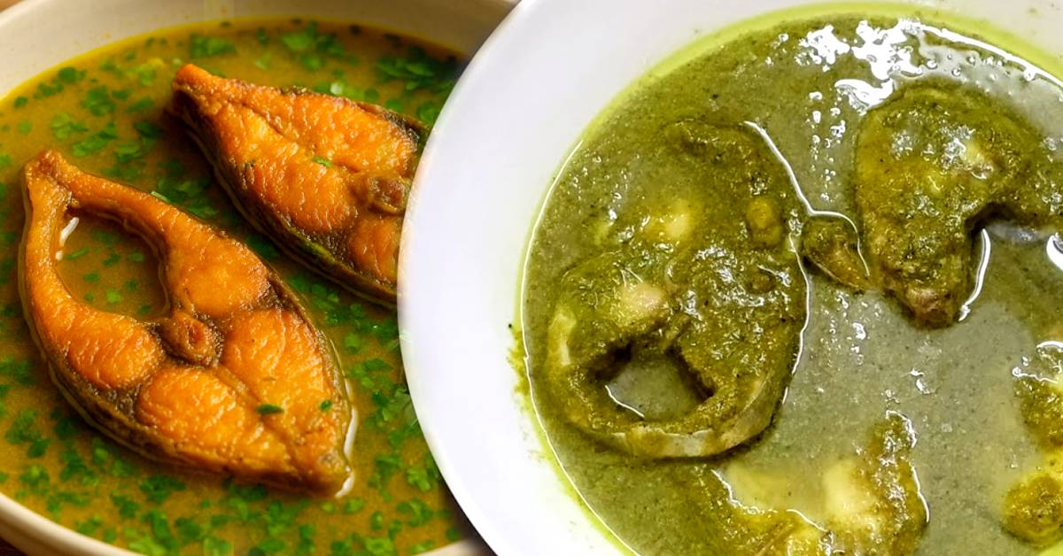 Recipe coriander leaf paste and rui jhol a savory taste in home cooking