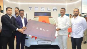 First car of Tesla Model-y sold in Mumbai.
