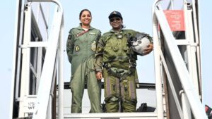 Draupadi Murmu boards Rafale fighter jet.