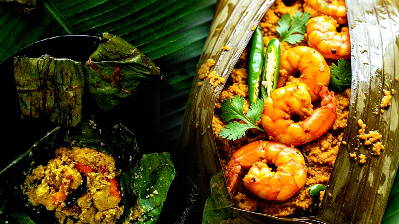 Recipe shrimp Paturi with a twist of gandharaj will be a feast on hot rice