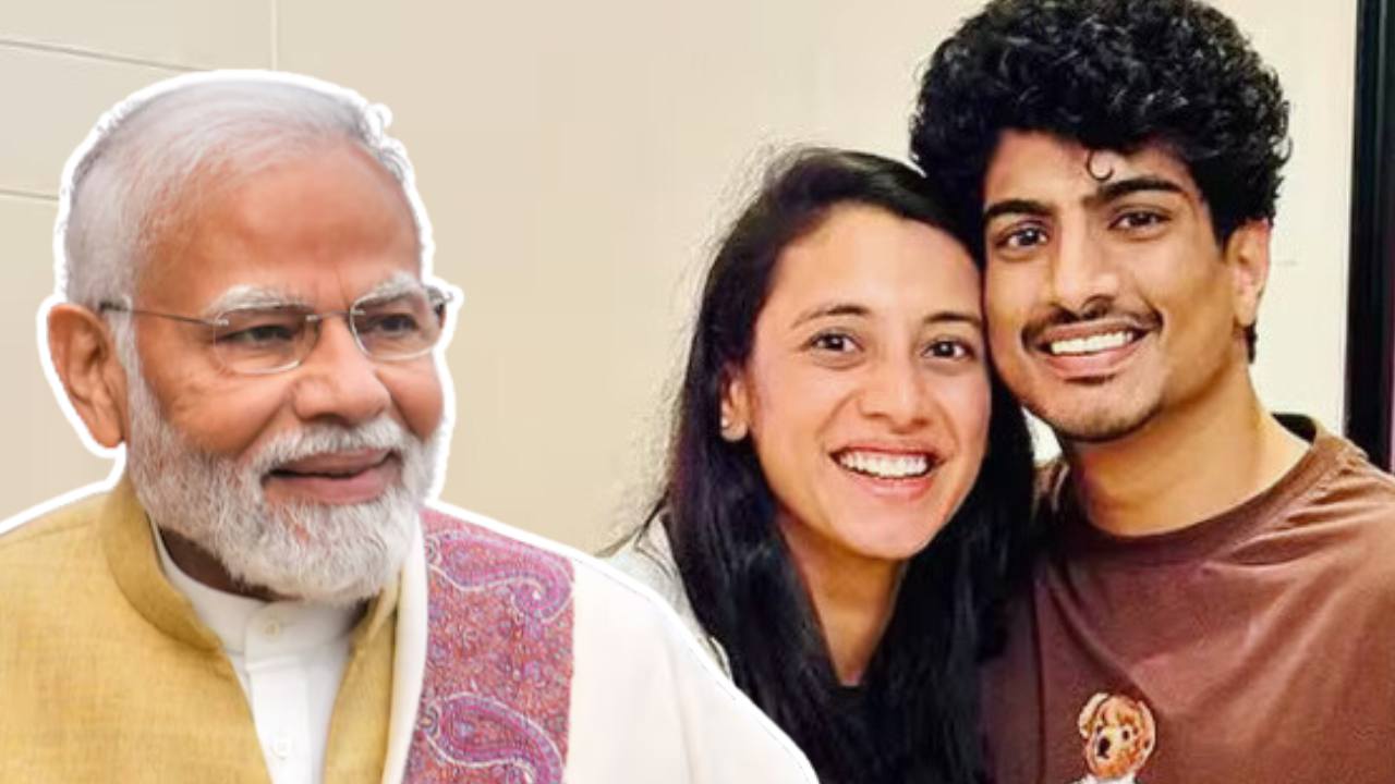 Narendra Modi congratulates Smriti Mandhana before her wedding.