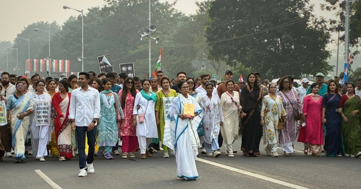 Mamata Banerjee and Abhishek Lead Constitution March from Ambedkar to Tagore