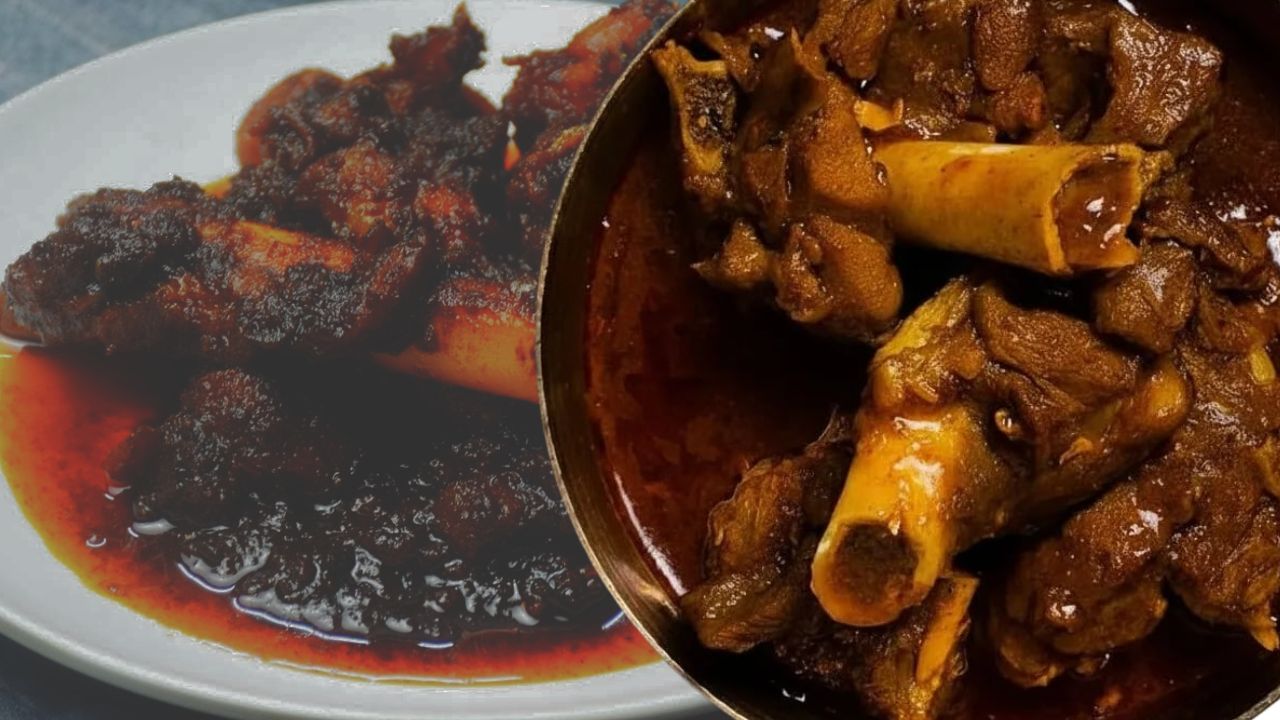 Recipe prepare traditional mutton curry using spices ground on a grinding stone