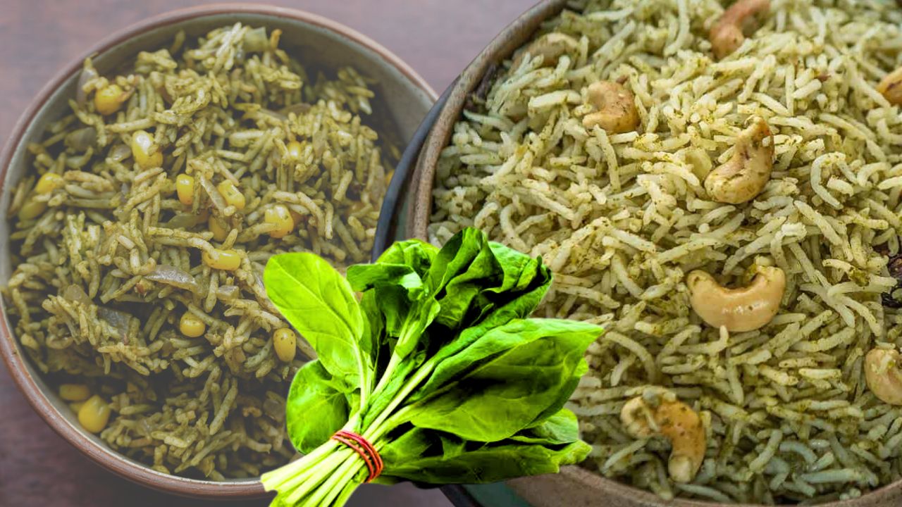 Recipe make a delicious green rice dish with winter spinach