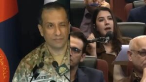 Pakistan Army spokesman winks at female journalist.