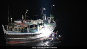 Pakistani boat seized near Gujarat coast.
