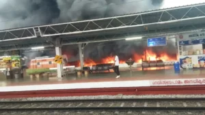A massive fire broke out near this Indian Railways station.