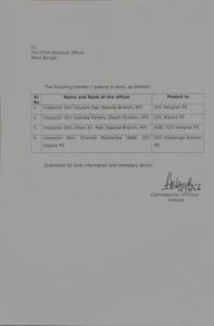 Election Commission reshuffles Kolkata Police.