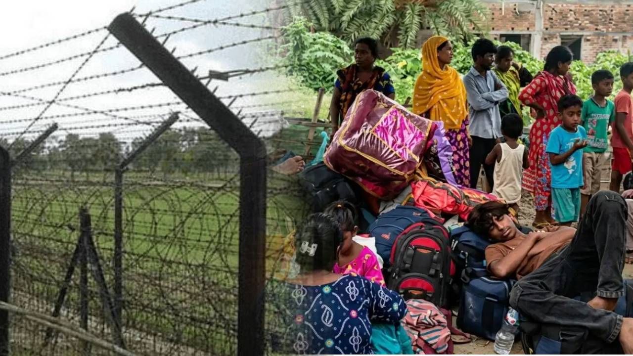 Crowds at the border, hundreds of bangladeshi infiltrators in line