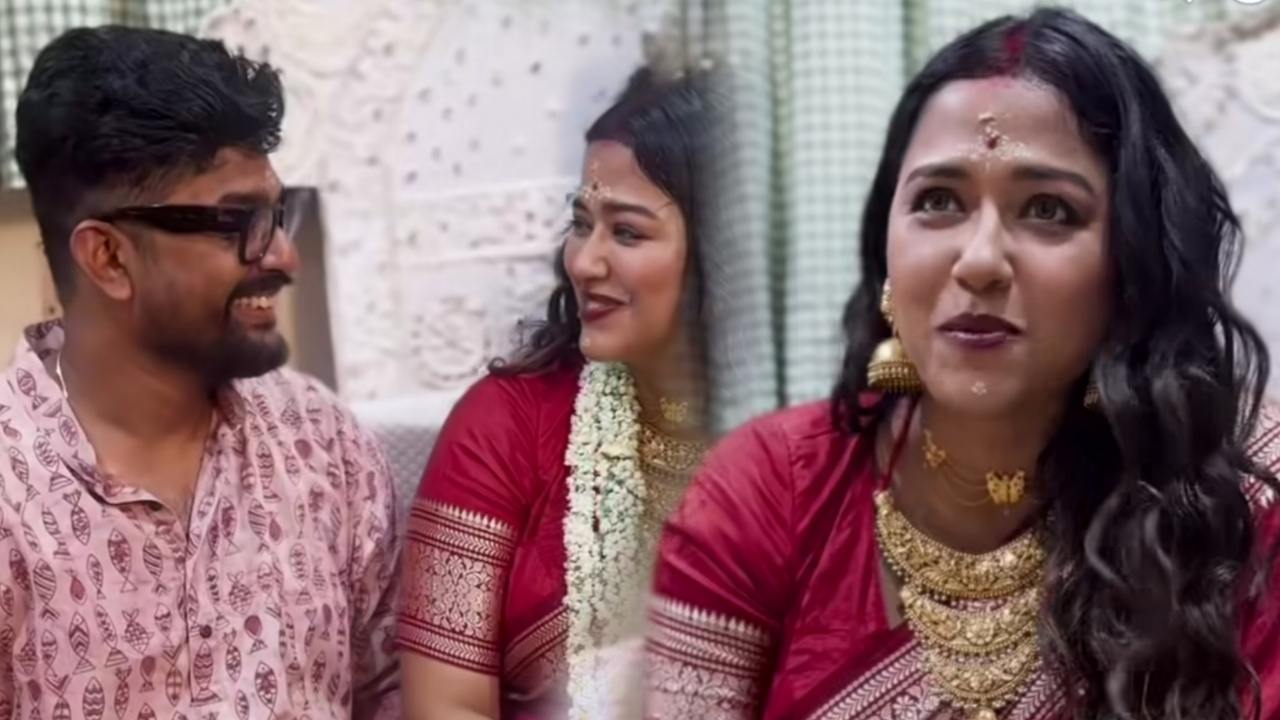 স্বামীর হাতে খেলেন পায়েস, শ্বশুরবাড়িতে সাধভক্ষণ, সোহিনীর রূপে মুগ্ধ নেটপাড়া